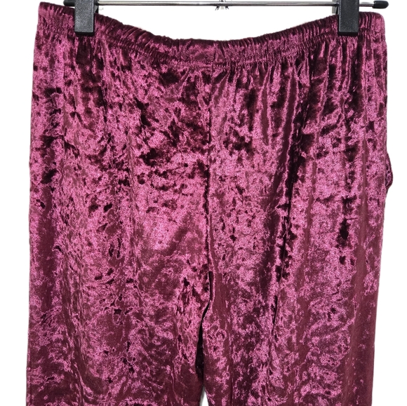 Rachel Zoe Crushed Velvet Lounge Pajama Pants Magenta Plum Medium - Picture 7 of 14